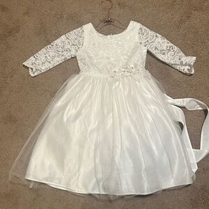 Girls Elegant White Lace Dress size 4